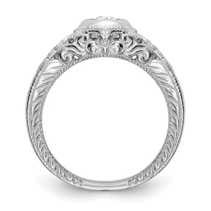 14K White Gold Simulated Diamond Engagement Ring