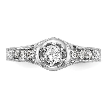 14K White Gold Simulated Diamond Engagement Ring