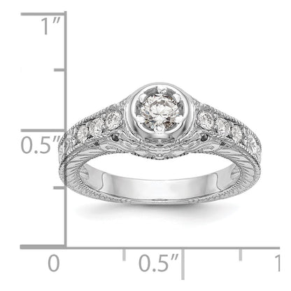 14K White Gold Simulated Diamond Engagement Ring