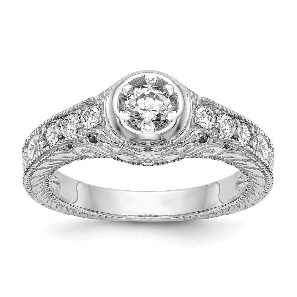 14K White Gold Simulated Diamond Engagement Ring