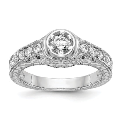 14K White Gold Simulated Diamond Engagement Ring