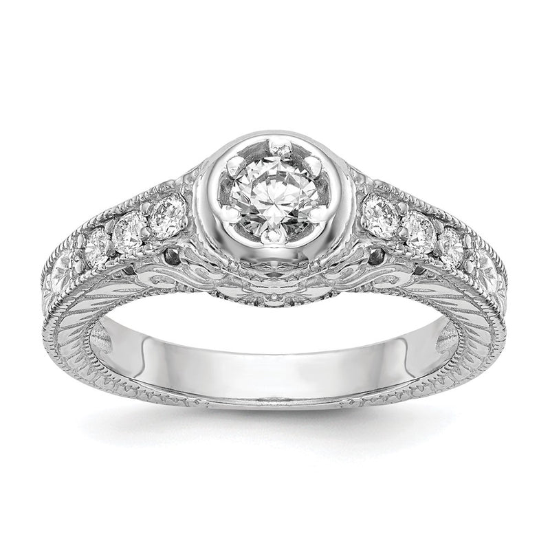 14K White Gold Simulated Diamond Engagement Ring