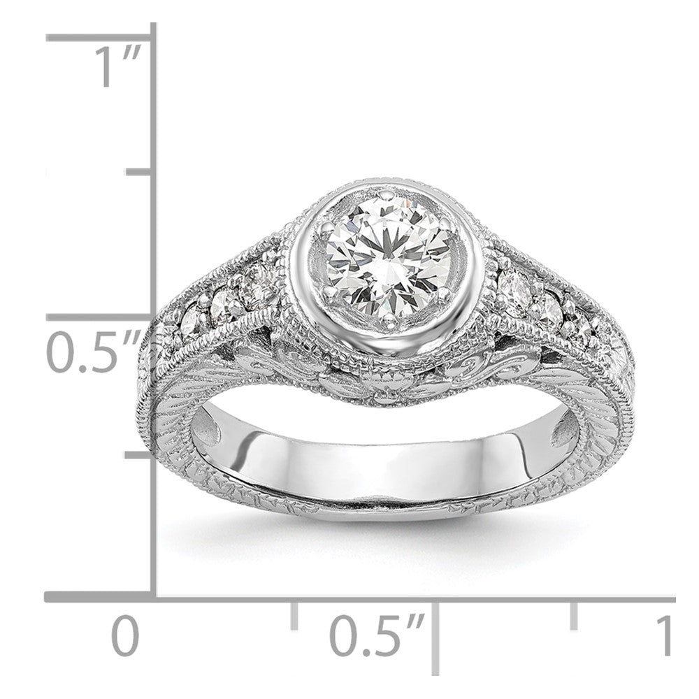14K White Gold Simulated Diamond Engagement Ring