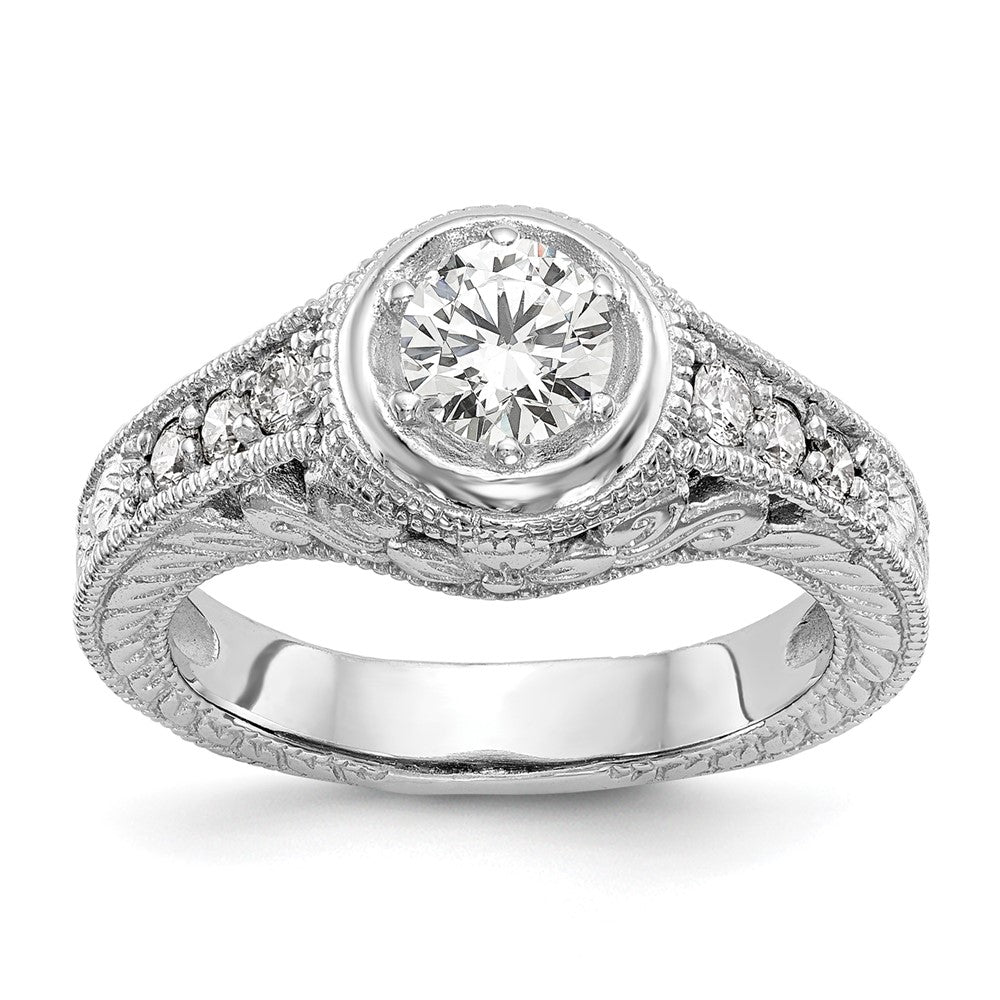 14K White Gold Simulated Diamond Engagement Ring