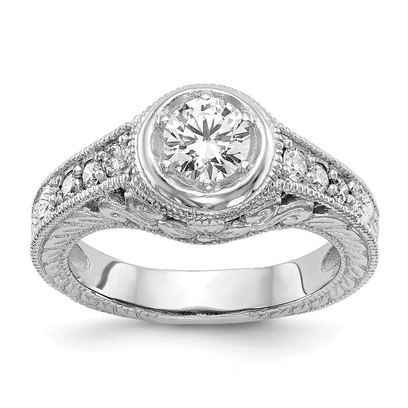 14K White Gold Simulated Diamond Engagement Ring