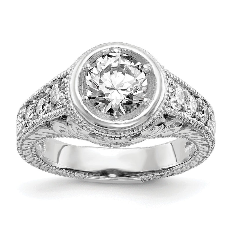 14K White Gold Simulated Diamond Engagement Ring
