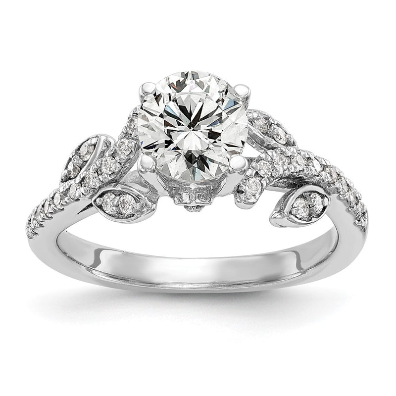 14k White Gold 3/8 Ct. Lab Grown Diamond VS/SI+ G+ 3/4 Ct. Center Round Channel Set Shared Prong Engagement Ring
