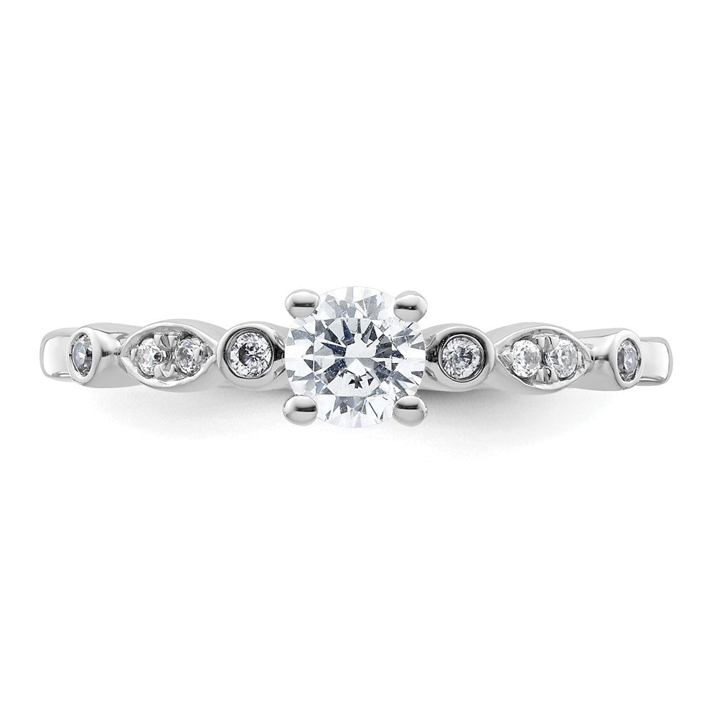 14K White Gold Simulated Diamond Engagement Ring