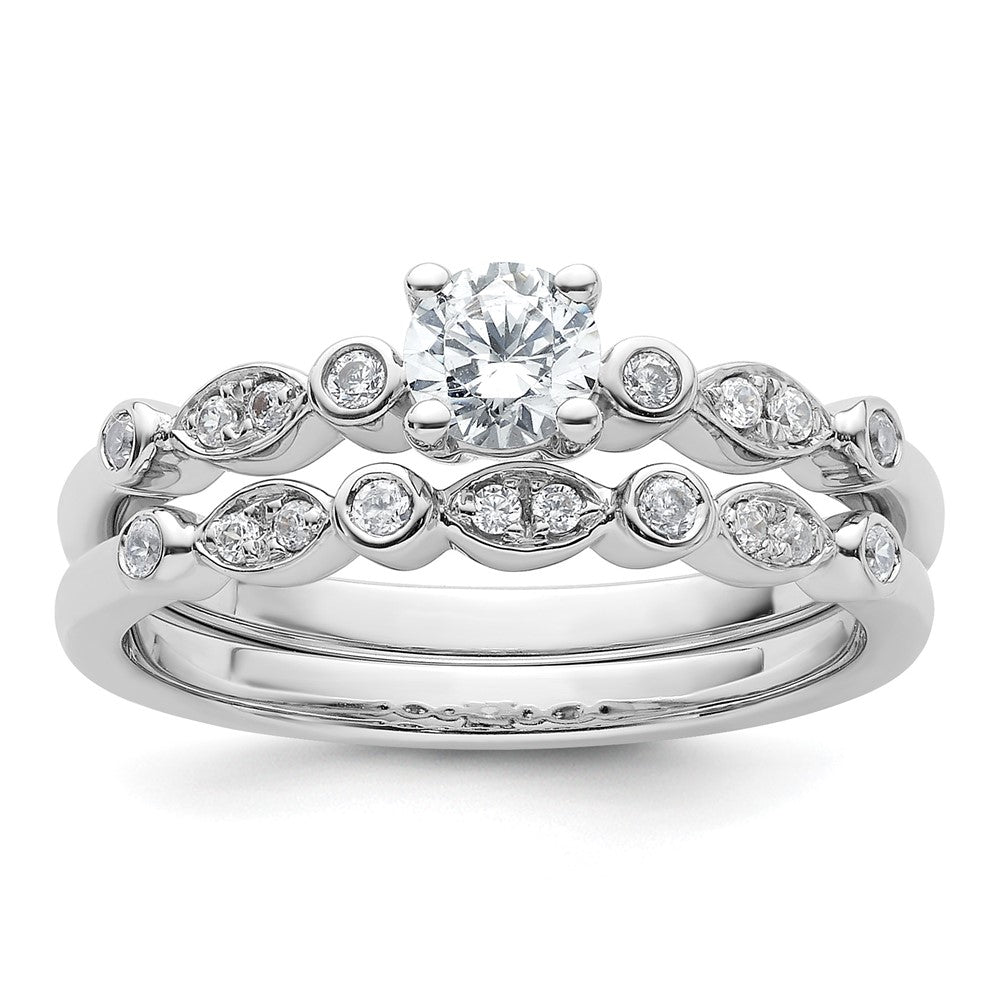 14K White Gold Simulated Diamond Engagement Ring