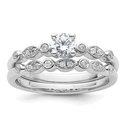 14K White Gold Simulated Diamond Engagement Ring