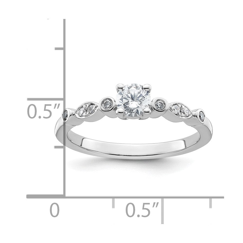 14K White Gold Simulated Diamond Engagement Ring