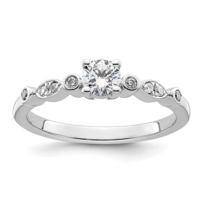 14K White Gold Simulated Diamond Engagement Ring