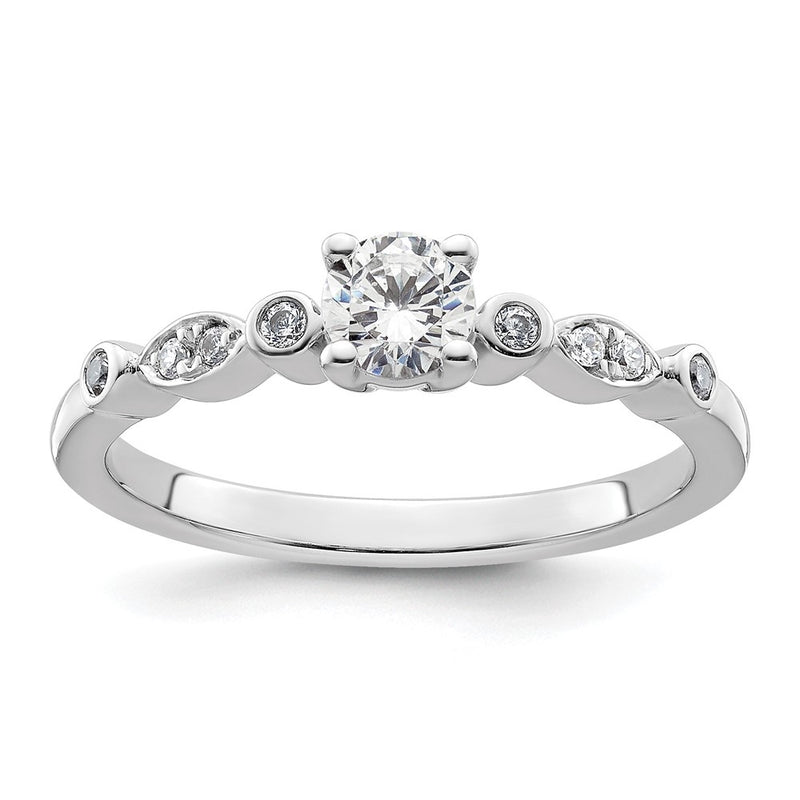 14K White Gold Simulated Diamond Engagement Ring