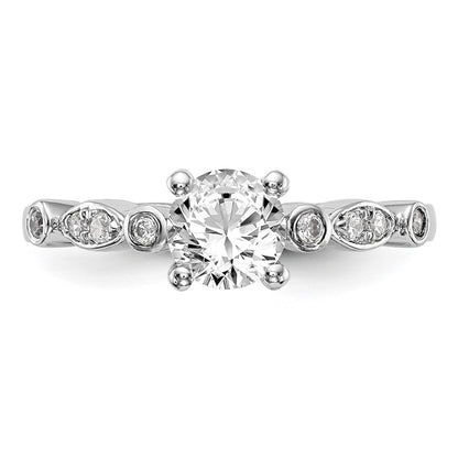 14K White Gold Simulated Diamond Engagement Ring