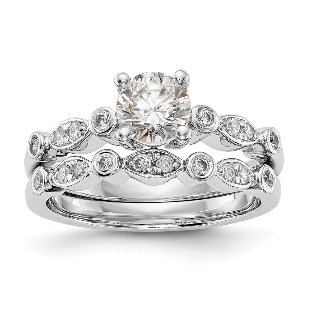 14K White Gold Simulated Diamond Engagement Ring