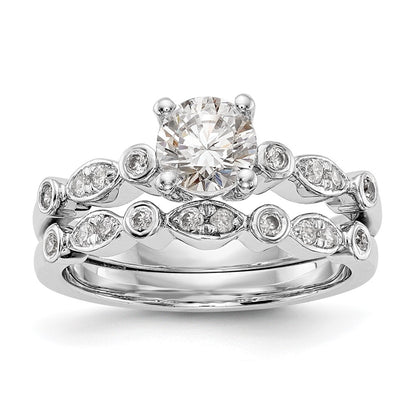 14K White Gold Simulated Diamond Engagement Ring