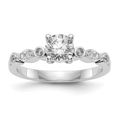14K White Gold Simulated Diamond Engagement Ring
