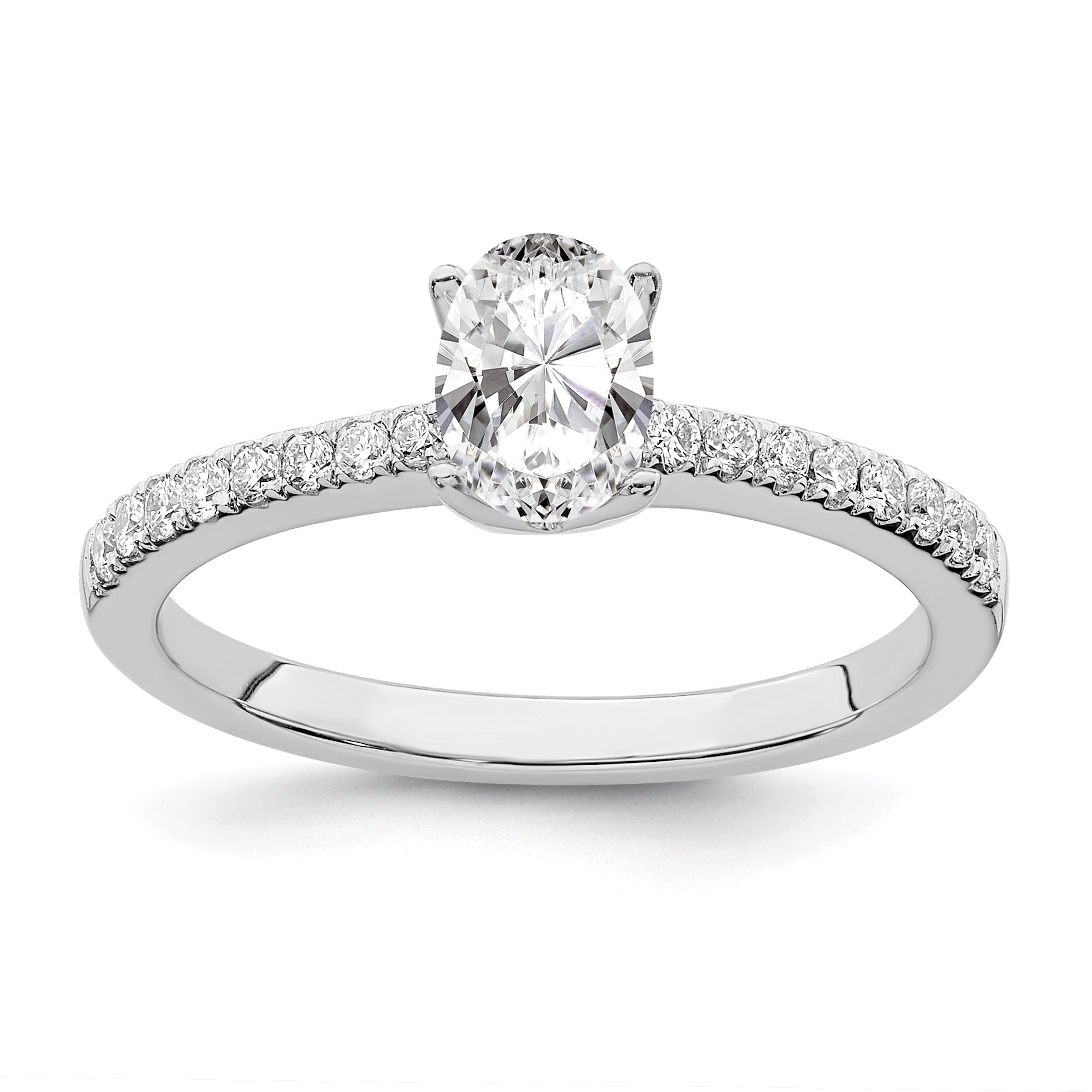 14K White Gold True Origin 1/6 Carat Lab Grown Diamond Vs D E F Semi Mount Oval Engagement Ring