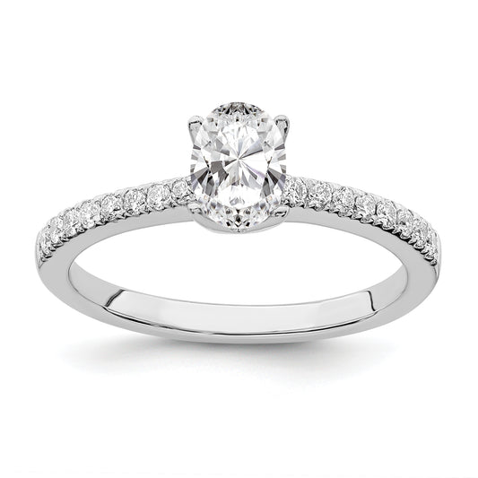 14K White Gold True Origin 1/6 Carat Lab Grown Diamond Vs D E F Semi Mount Oval Engagement Ring