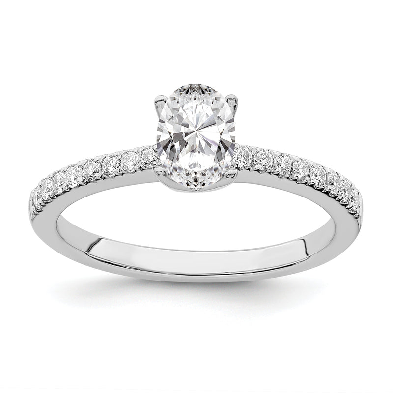 14K White Gold True Origin 1/6 Carat Lab Grown Diamond Vs D E F Semi Mount Oval Engagement Ring