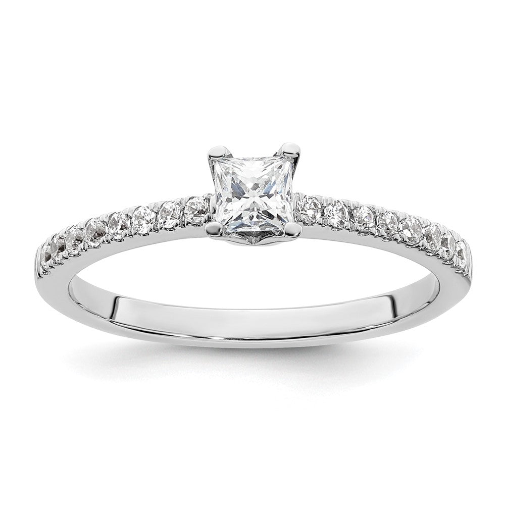 14K White Gold Simulated Diamond Engagement Ring