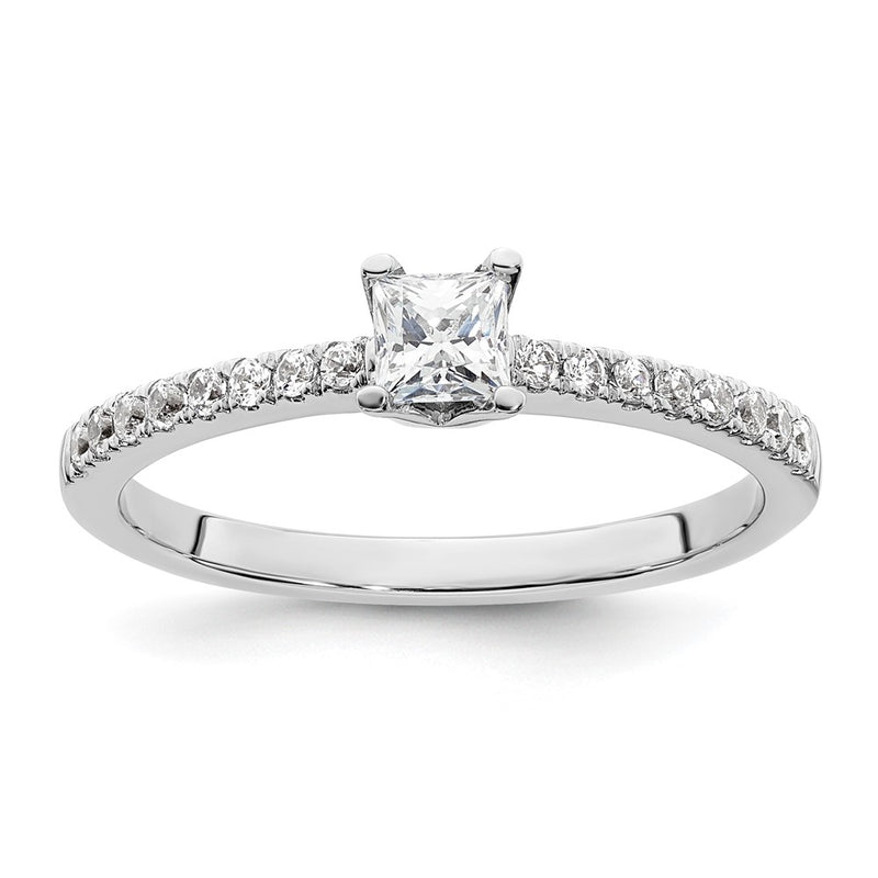 14K White Gold Simulated Diamond Engagement Ring
