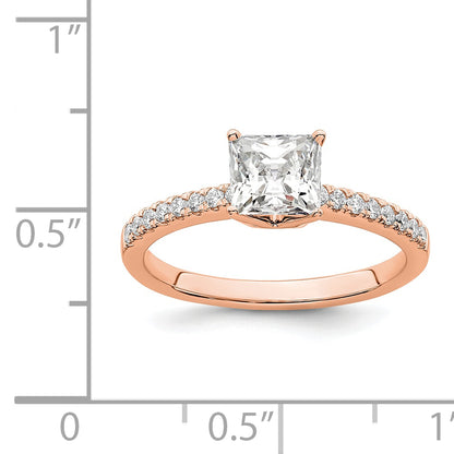 14K Rose Gold True Origin 1/6 Carat Lab Grown Diamond Vs D E F Semi Mount Princess Engagement Ring