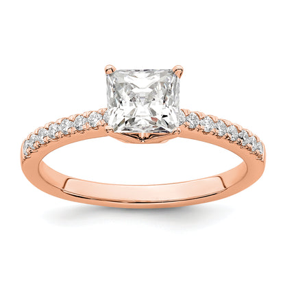 14K Rose Gold True Origin 1/6 Carat Lab Grown Diamond Vs D E F Semi Mount Princess Engagement Ring