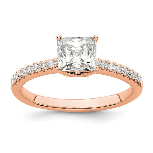 14K Rose Gold True Origin 1/6 Carat Lab Grown Diamond Vs D E F Semi Mount Princess Engagement Ring