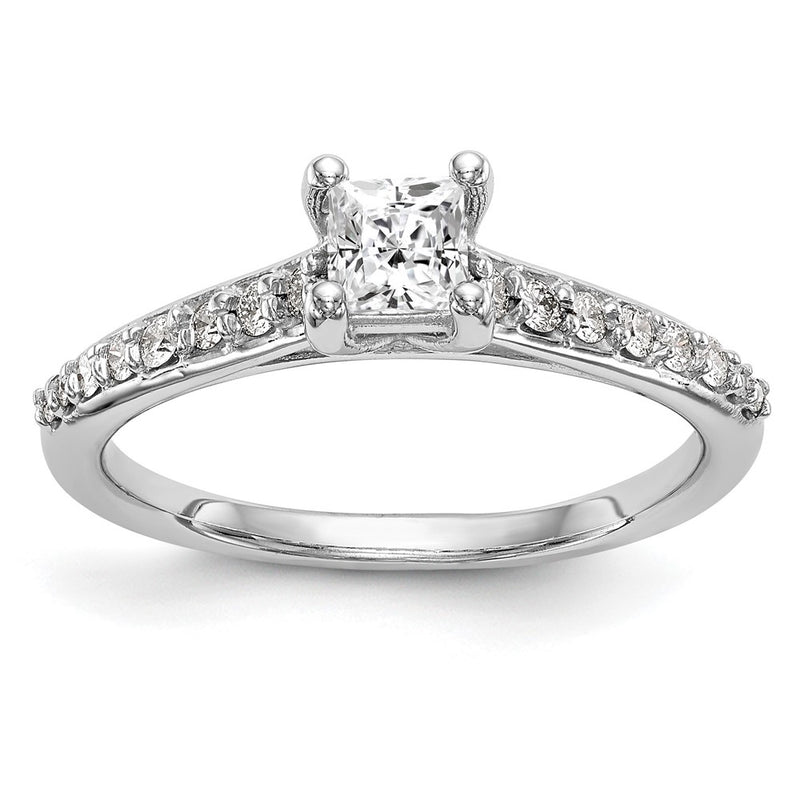 14K White Gold Simulated Diamond Engagement Ring