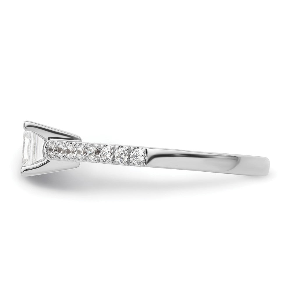 14K White Gold True Origin 1/5 Carat Lab Grown Diamond Vs D E F Semi Mount Emerald Engagement Ring