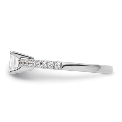 14K White Gold True Origin 1/5 Carat Lab Grown Diamond Vs D E F Semi Mount Emerald Engagement Ring