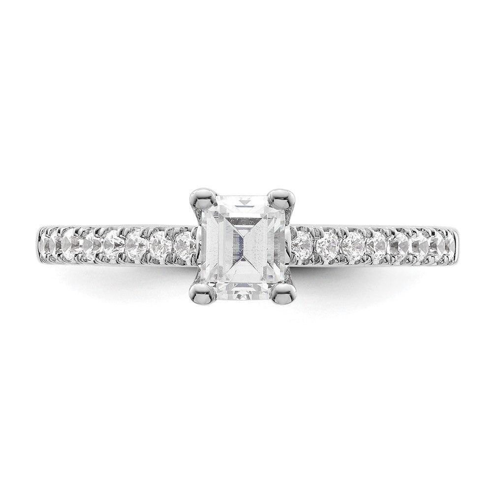 14K White Gold True Origin 1/5 Carat Lab Grown Diamond Vs D E F Semi Mount Emerald Engagement Ring