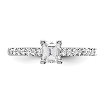 14K White Gold True Origin 1/5 Carat Lab Grown Diamond Vs D E F Semi Mount Emerald Engagement Ring