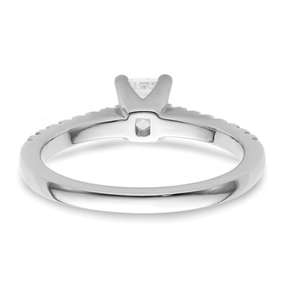14K White Gold True Origin 1/5 Carat Lab Grown Diamond Vs D E F Semi Mount Emerald Engagement Ring