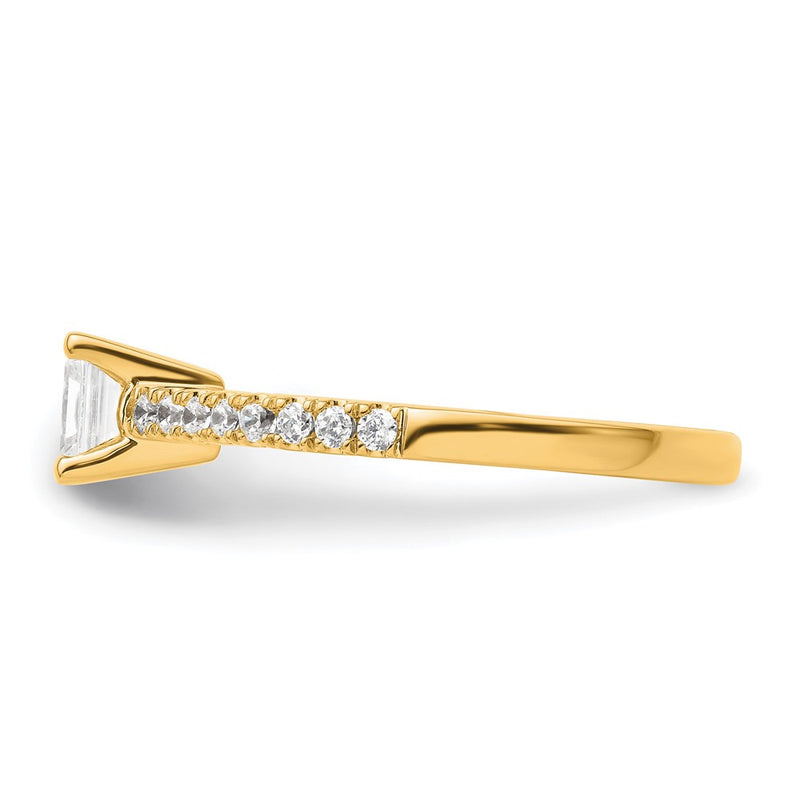 True Origin 14K Yellow Gold 1/5 carat Lab Grown Diamond VS+ F+ Semi-Mount Emerald Engagement Ring