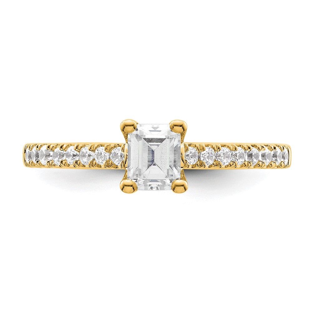 True Origin 14K Yellow Gold 1/5 carat Lab Grown Diamond VS+ F+ Semi-Mount Emerald Engagement Ring