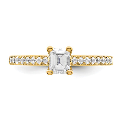 True Origin 14K Yellow Gold 1/5 carat Lab Grown Diamond VS+ F+ Semi-Mount Emerald Engagement Ring