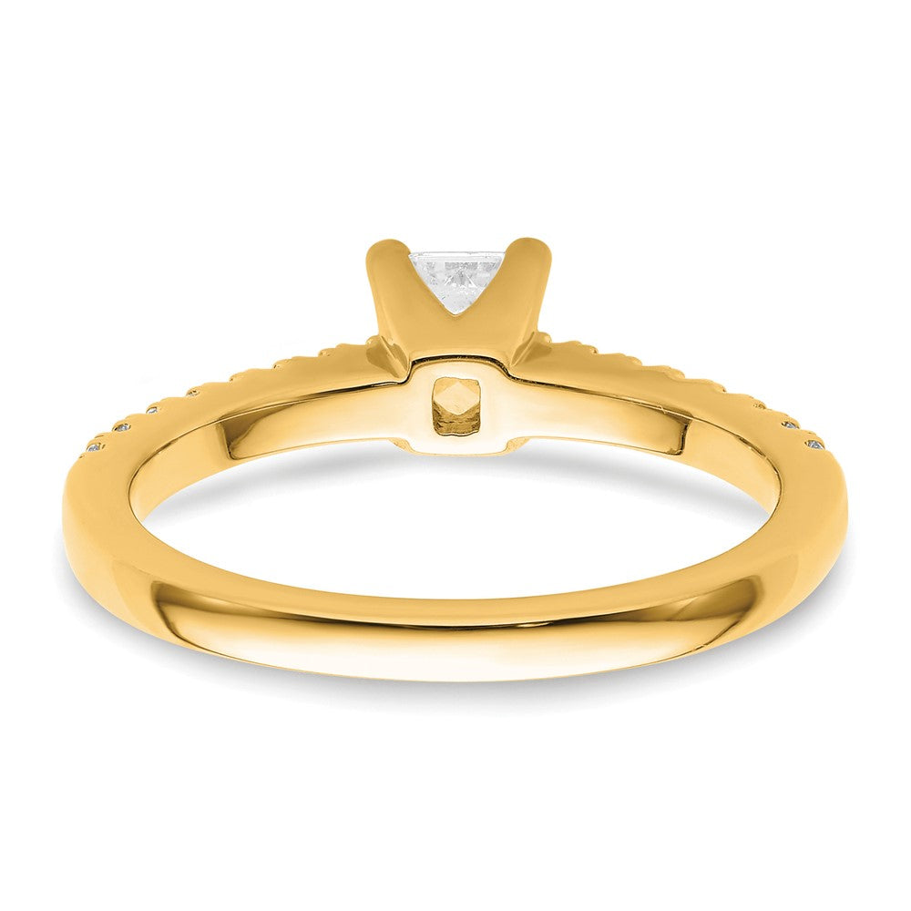 True Origin 14K Yellow Gold 1/5 carat Lab Grown Diamond VS+ F+ Semi-Mount Emerald Engagement Ring