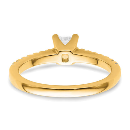 True Origin 14K Yellow Gold 1/5 carat Lab Grown Diamond VS+ F+ Semi-Mount Emerald Engagement Ring