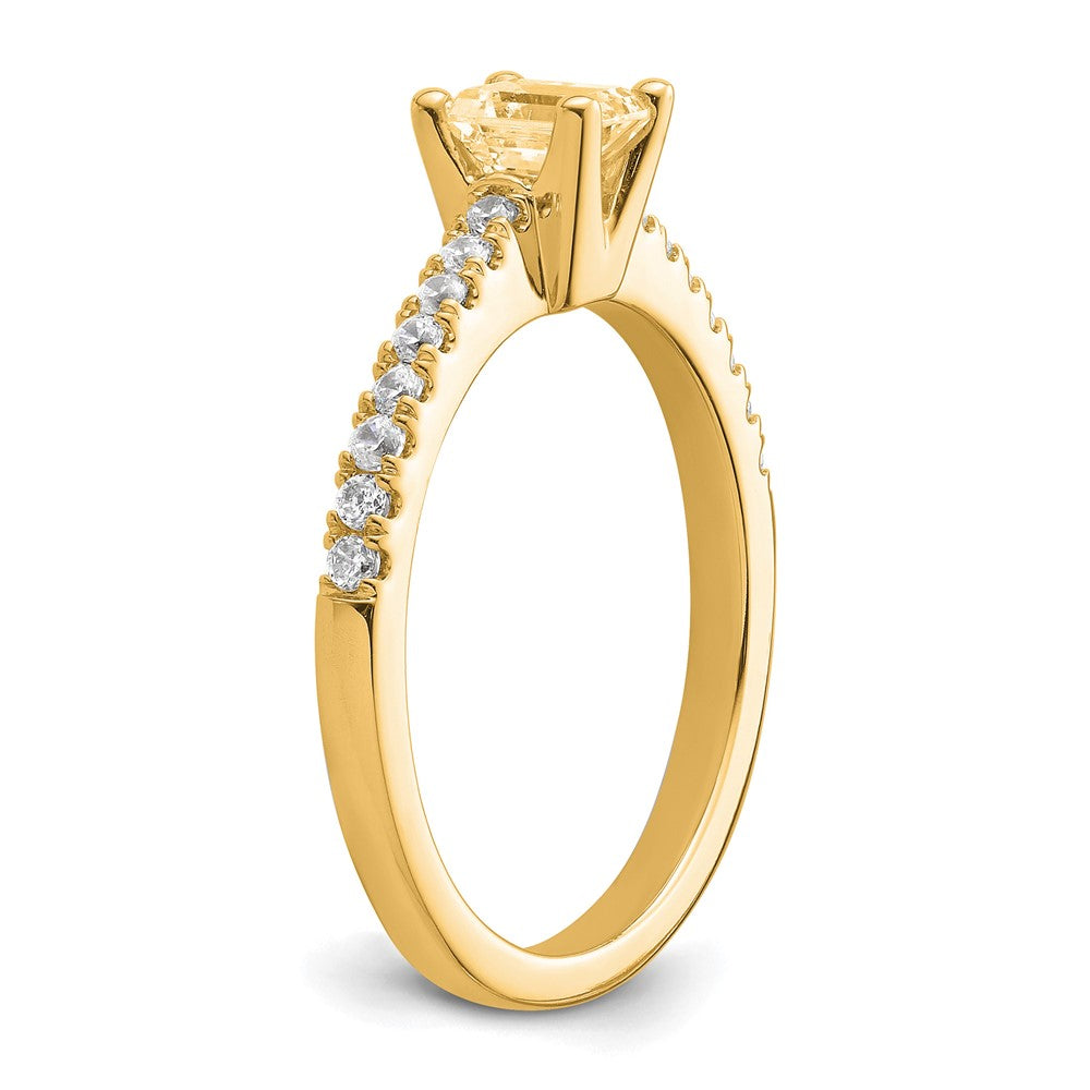 True Origin 14K Yellow Gold 1/5 carat Lab Grown Diamond VS+ F+ Semi-Mount Emerald Engagement Ring