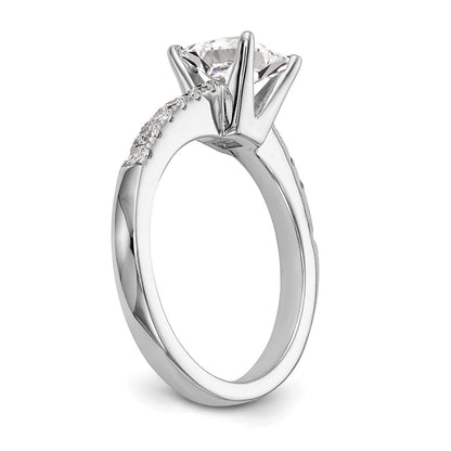 True Origin 14K White Gold 1/3 carat Lab Grown Diamond VS+ F+ Semi-Mount Emerald Engagement Ring
