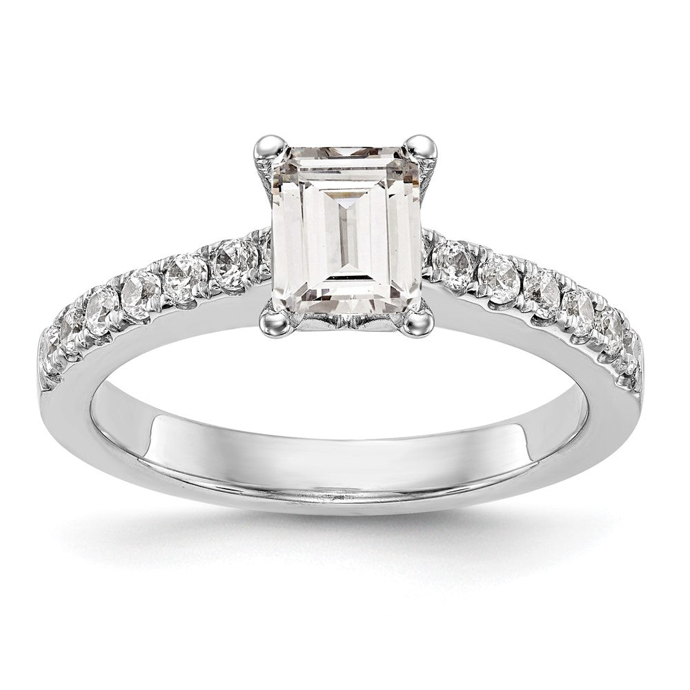 True Origin 14K White Gold 1/3 carat Lab Grown Diamond VS+ F+ Semi-Mount Emerald Engagement Ring