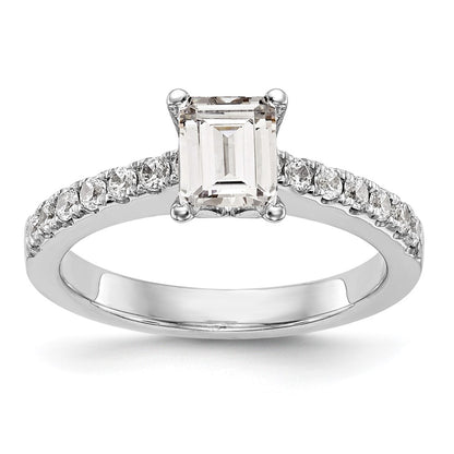True Origin 14K White Gold 1/3 carat Lab Grown Diamond VS+ F+ Semi-Mount Emerald Engagement Ring