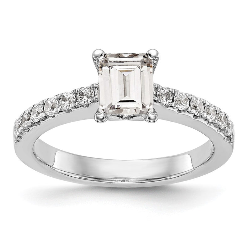 True Origin 14K White Gold 1/3 carat Lab Grown Diamond VS+ F+ Semi-Mount Emerald Engagement Ring