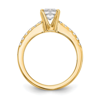 True Origin 14K Yellow Gold 1/3 carat Lab Grown Diamond VS+ F+ Semi-Mount Emerald Engagement Ring