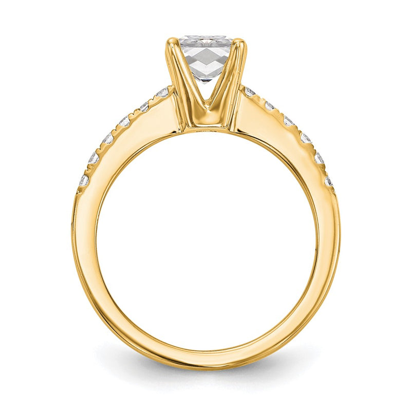 True Origin 14K Yellow Gold 1/3 carat Lab Grown Diamond VS+ F+ Semi-Mount Emerald Engagement Ring
