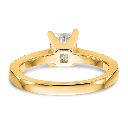 True Origin 14K Yellow Gold 1/3 carat Lab Grown Diamond VS+ F+ Semi-Mount Emerald Engagement Ring