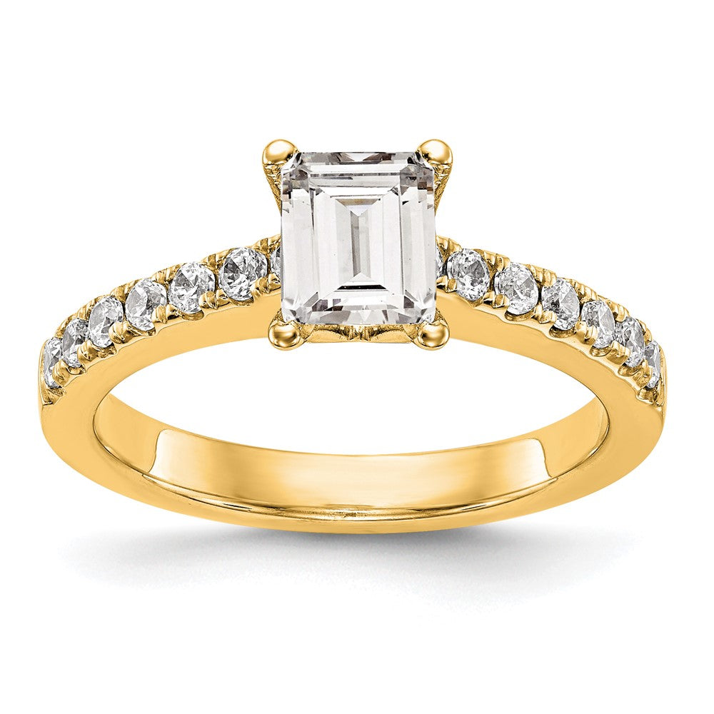 True Origin 14K Yellow Gold 1/3 carat Lab Grown Diamond VS+ F+ Semi-Mount Emerald Engagement Ring