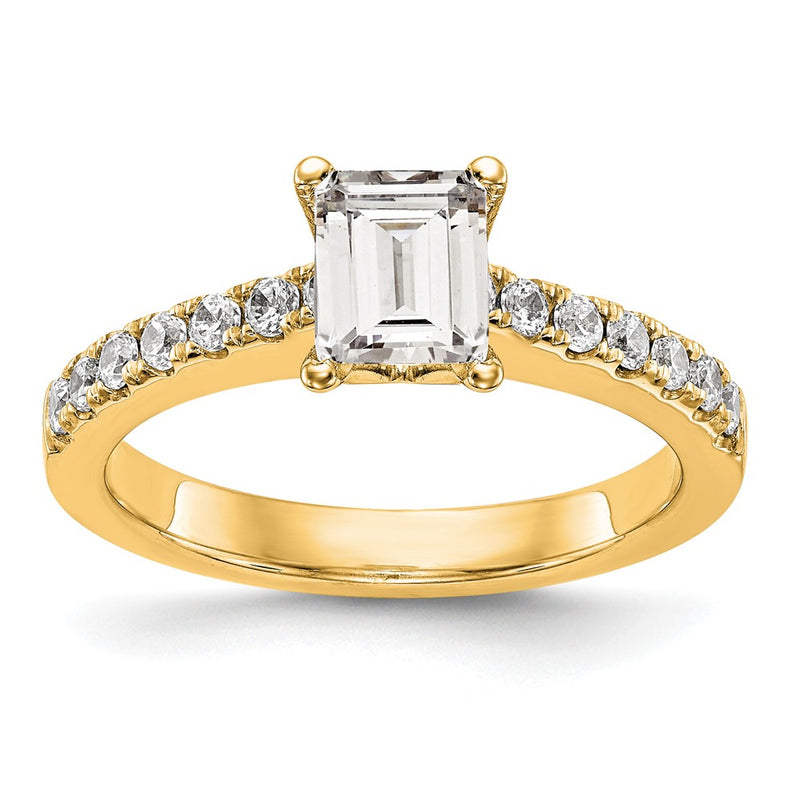 True Origin 14K Yellow Gold 1/3 carat Lab Grown Diamond VS+ F+ Semi-Mount Emerald Engagement Ring